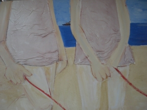 beach girls 909 x 300 mixed media on canvas sold